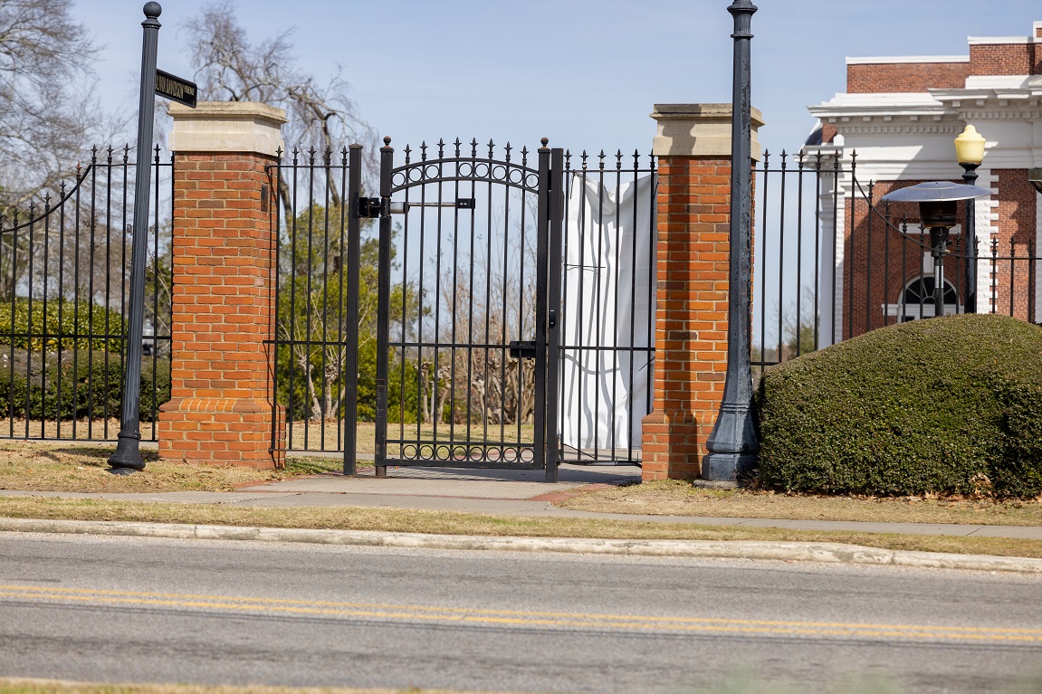 Pedestrian gate on campus with security upgrade