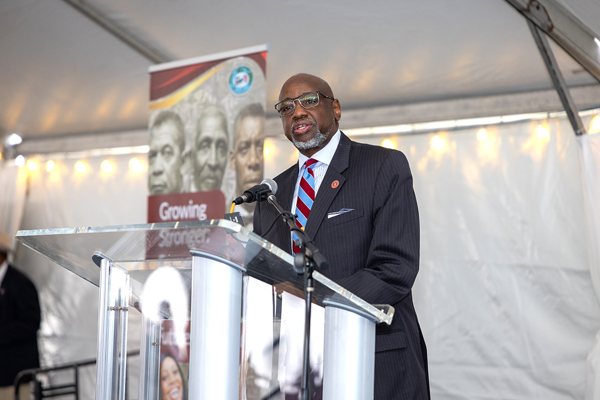 Dr. Brown addresses the audience during the conference