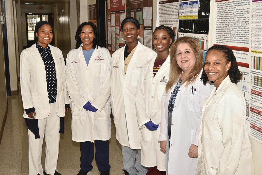 Vet students pose for camera