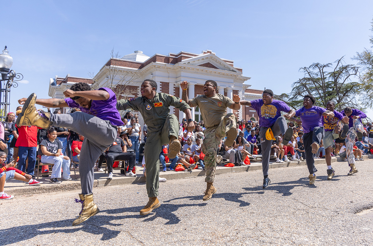 One of the Greek organizations that performed during the yard fest