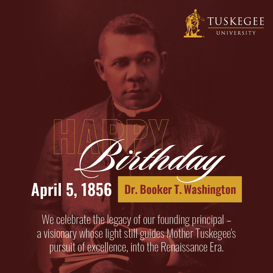 Graphic wishing Happy Birthday to Dr. Booker T. Washington