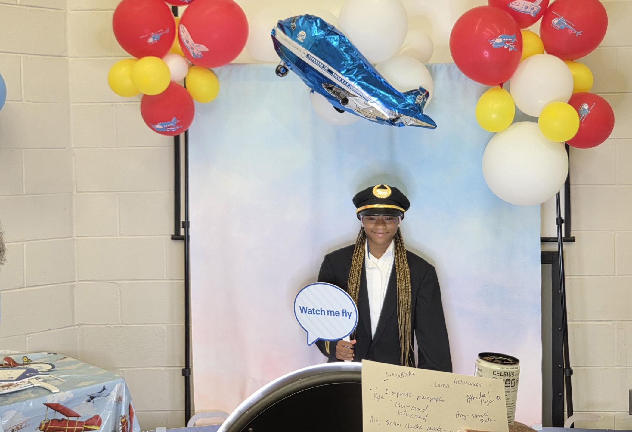 Female student wearing pilot unform