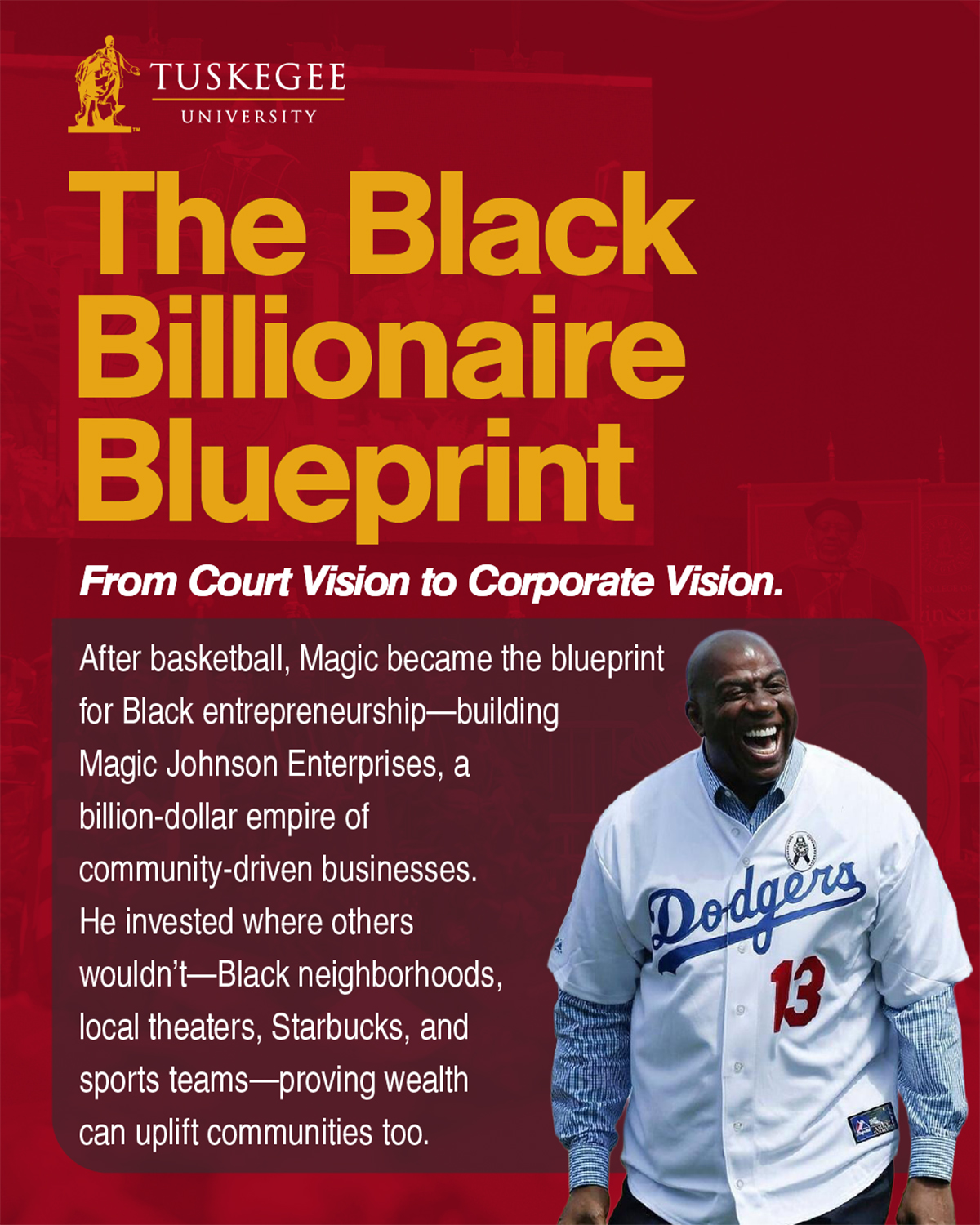 Graphic with picture of Magic Johnson and accomplishments