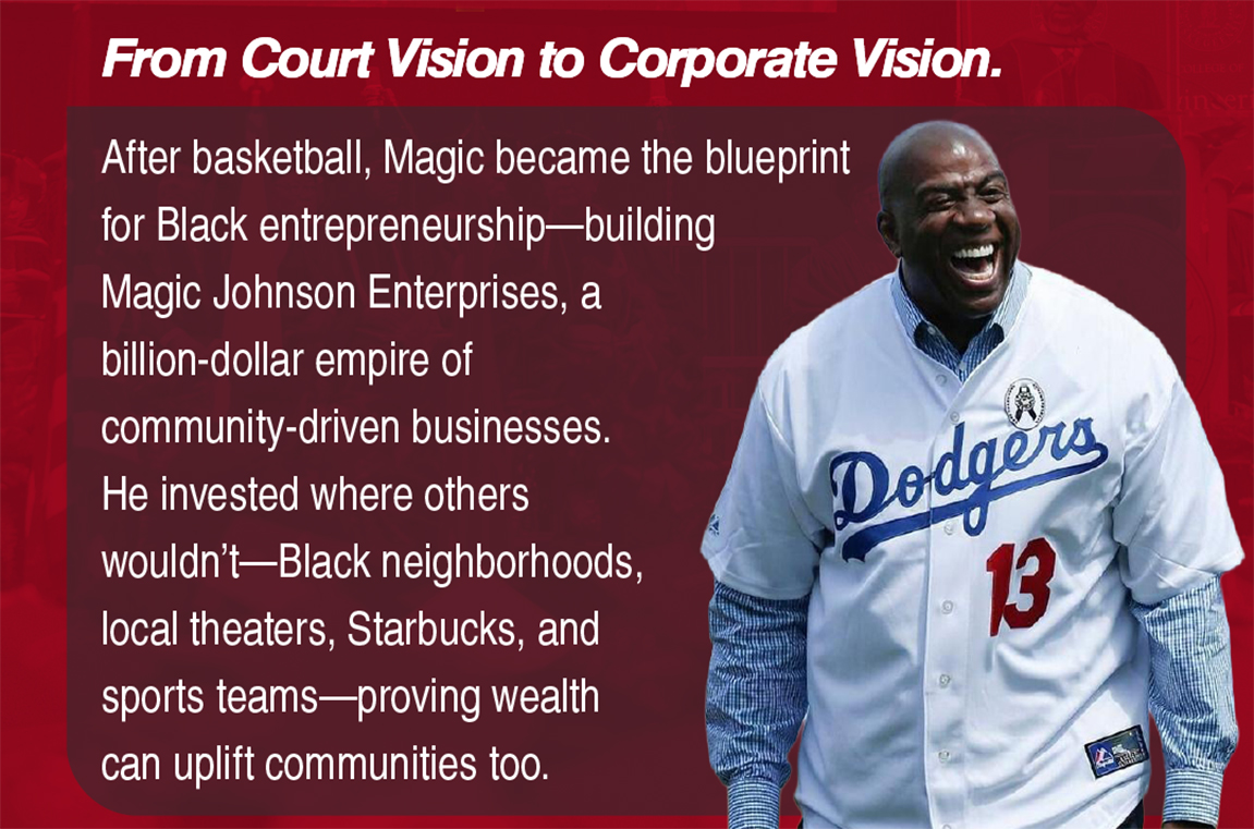 Graphic with picture of Magic Johnson and accomplishments