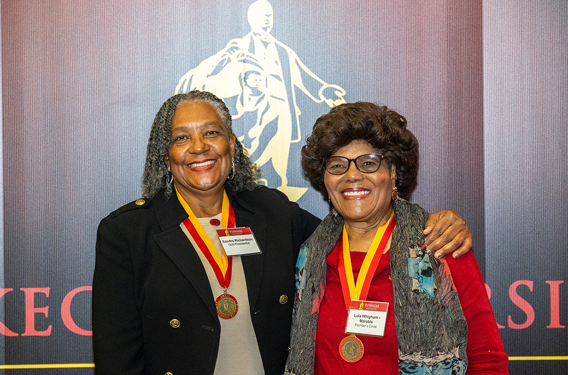 Incoming and outgoing Eminent Associates Chair retired Col. Sandra V. Richardson and Lula Whigham-Marable